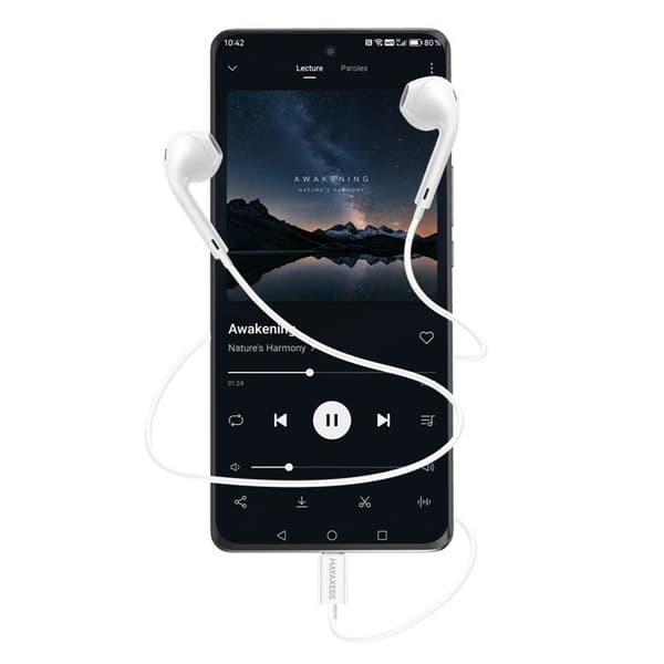 Trådade hörlurar för Honor Magic 6 Lite USB-C med inbyggd mikrofon Mayaxess Vit Vit