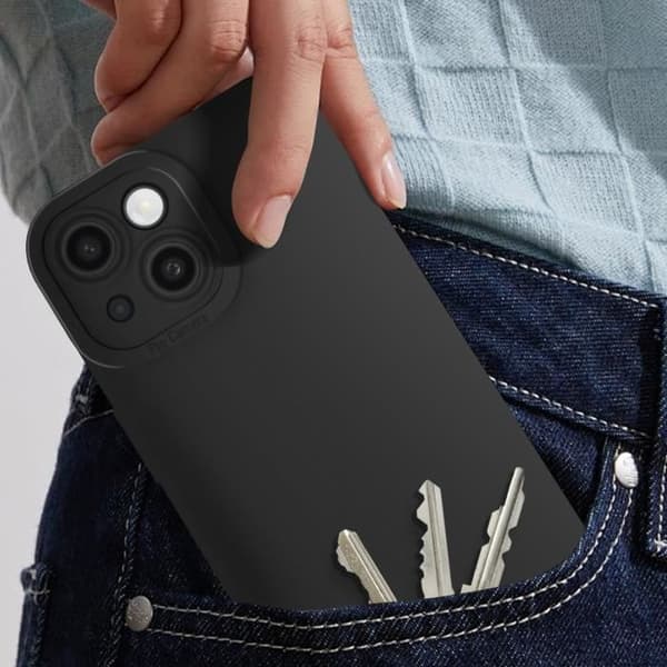 Cover til iPhone 13 - AVIZAR - Silikone Mat - Kamera Beskyttelse - Sort - Elegant Svart