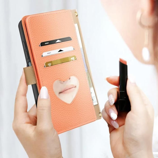 Olkahihnakotelo - AVIZAR - Xiaomi Redmi 12C - Vetoketjullinen lompakkopussi - Oranssi - Kiiltävä - Aikuinen Orange