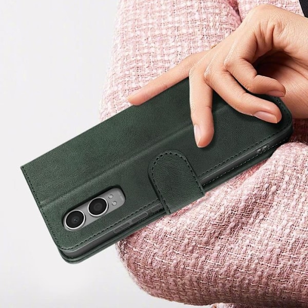 Fodral för OnePlus Nord CE4 Lite Flip Wallet Support Video Mörkgrön Grön