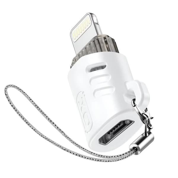 OTG-adapter - XO - Micro-USB Hun til Lightning Han - Ultra-kompakt - Hvid - Plug & Play