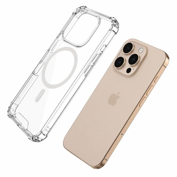 MagSafe-kuori iPhone 16 Pro:lle Iskunkestävä kulmabumperi, läpinäkyvä Vit