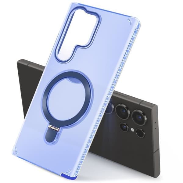 Coque MagSafe - Samsung - Galaxy S24 Ultra - Stødabsorberende - Fleksibelt Stativ - Blå Blå