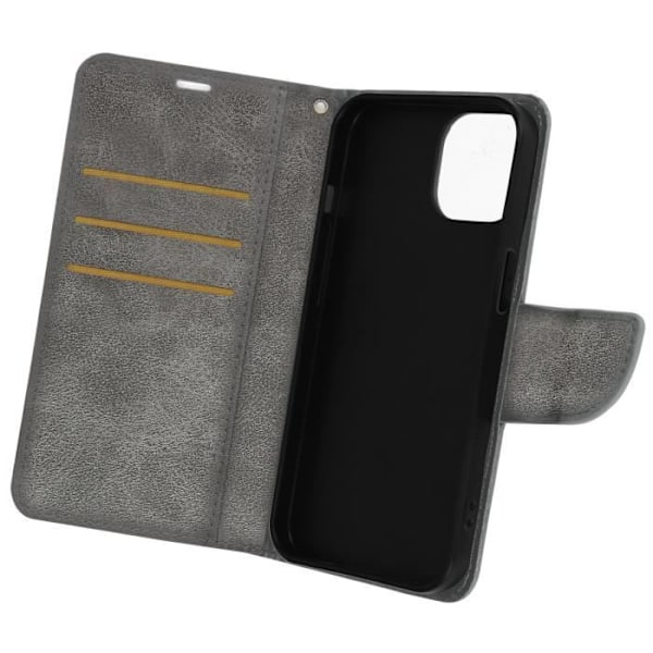Fodral till iPhone 15 - AVIZAR - Flip Wallet Video Support Handledsrem Grå Grå