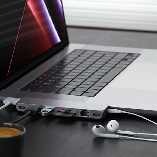 Hub för MacBook USB C till HDMI 4K, Ethernet, USB + 2 USB C, Satechi Gray