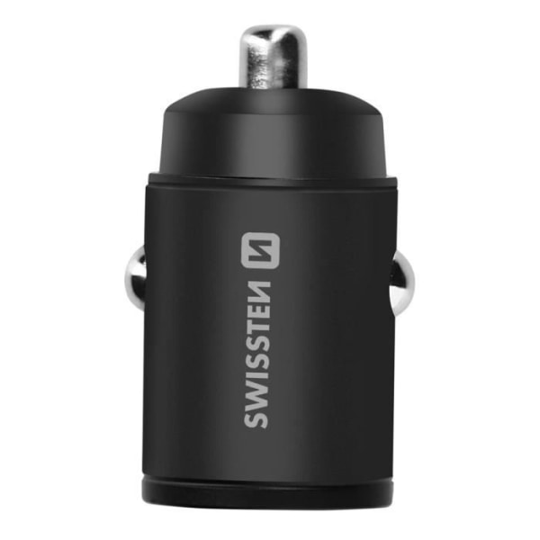 Auton laturi - Swissten - 30W - Kaksoisportti USB-C - Power Delivery - Kompakti Musta Svart