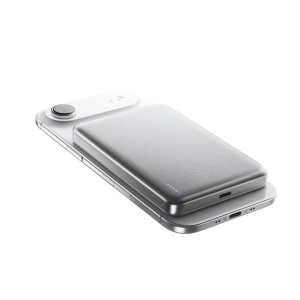 Magnetisk Ekstern Batteri 10000mAh Qi2 / USB-C 30W med USB-C Kabel BMX Sølv Grå