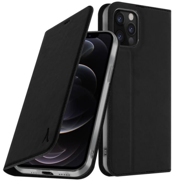 iPhone 12 Pro Max fodral - AKASHI - Korthållare, Videostöd - Svart eko-läder Svart