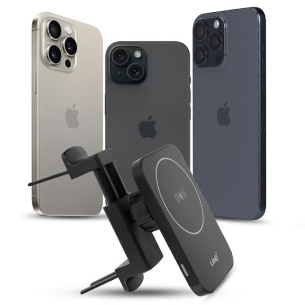 Støtte Bil - LinQ - MagSafe 15W - Rund Luftventilationsmontering - 360° Rotation - LED Indikator