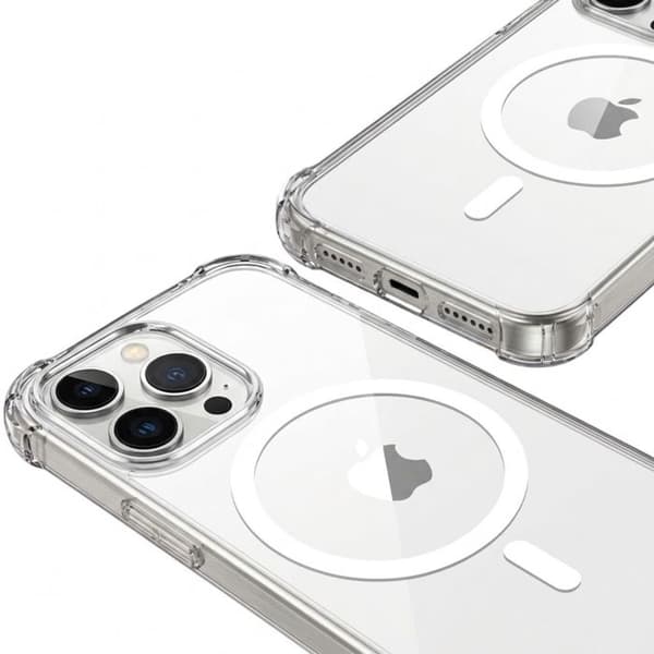 MagSafe-cover til iPhone 16 Pro Max Stødabsorberende Bumper med Forstærkede Hjørner Gennemsigtig Vit