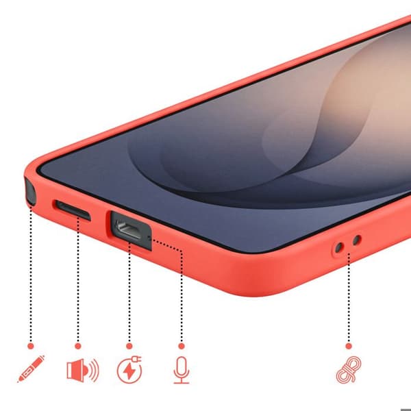 Silicone Soft-Touch-fodral för Galaxy S26 Ultra med orange mikrofiberfoder Apelsin