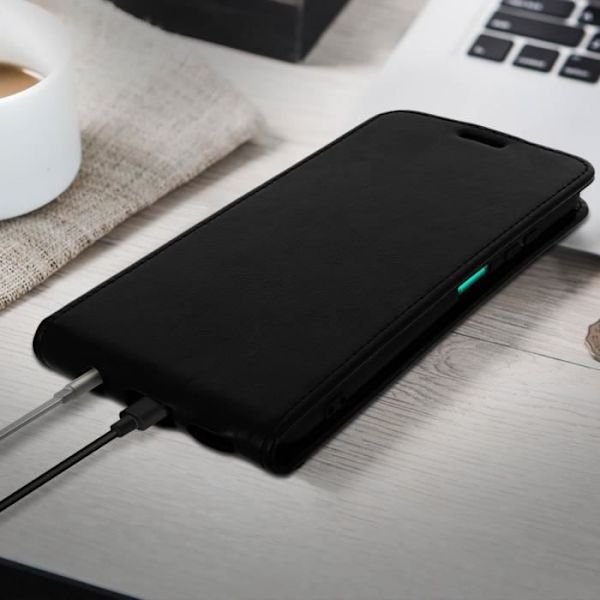 Etui - AVIZAR - Huawei P40 Lite - Vertikal Klapække - Øko-læder - Sort Svart