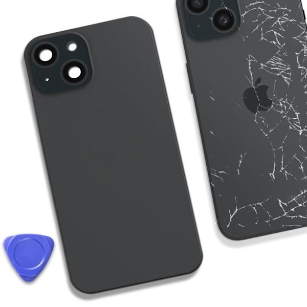 Komplet bagglas til iPhone 15 Plus - AVIZAR - Sort - Udskiftning af bagcover - Integreret MagSafe Svart