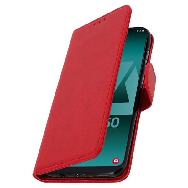 Skydd för Samsung Galaxy A50 - AVIZAR - Plånboksfodral - Silikon Gel - Röd - Videoställning Röd
