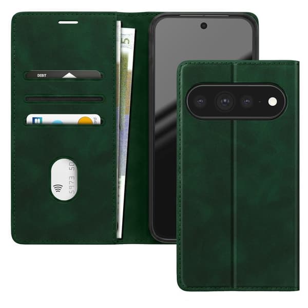 Plånboksfodral för Google Pixel 11 / 11 Pro Mocka Effekt med Stöd Grön Grön