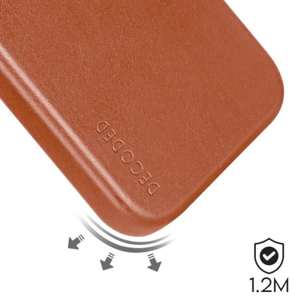 Coque - Avkodad - iPhone 15 Plus - Full Grain Läder - Fallskydd 1.2m - Kompatibel med MagSafe Mörkbrun