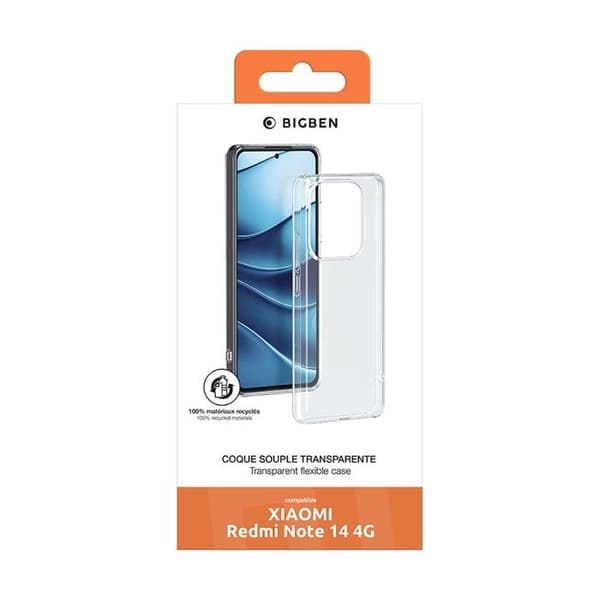 Coque - BigBen Connected - Xiaomi Redmi Note 14 - Blød - Transparent - Anti-gulning Vit