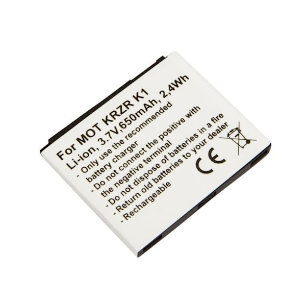 Erstatningsbatteri til Motorola KRZR K1 Li-ion 3,7V 650mAh 2,4Wh