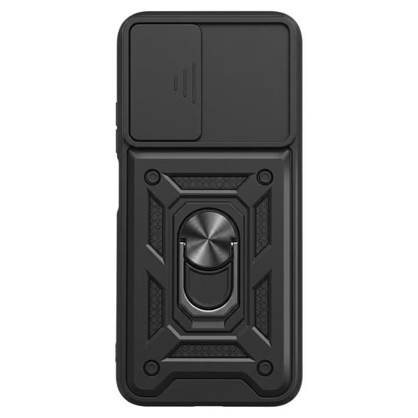 Cover til Redmi A7 Pro med Støtte Ring og Skydelåg til Kamera Sort Svart