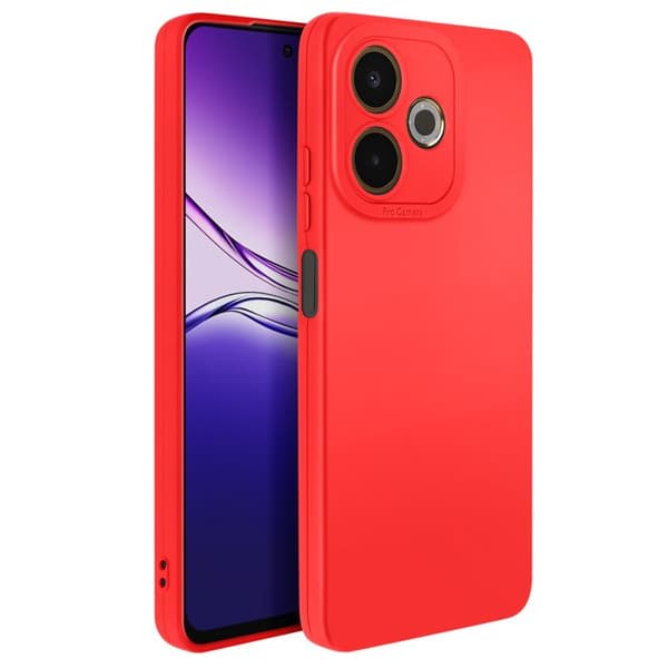 Silikonfodral för Oppo A5 Pro med Röd Kameraförstärkning Röd