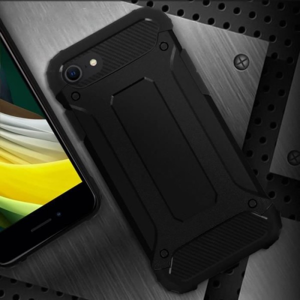 Beskyttelsescover - AVIZAR - iPhone 7 / 8 / 2020 - Stødabsorberende Bi-materiale - Reliefdesign - Sort Svart
