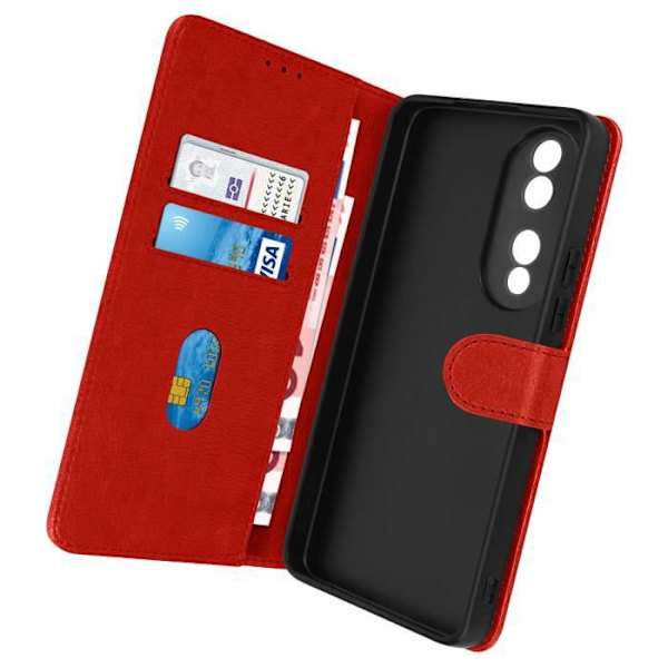 Fodral för Honor 70 - AVIZAR - Plånboksfodral - Röd - Videosupportfunktion Röd