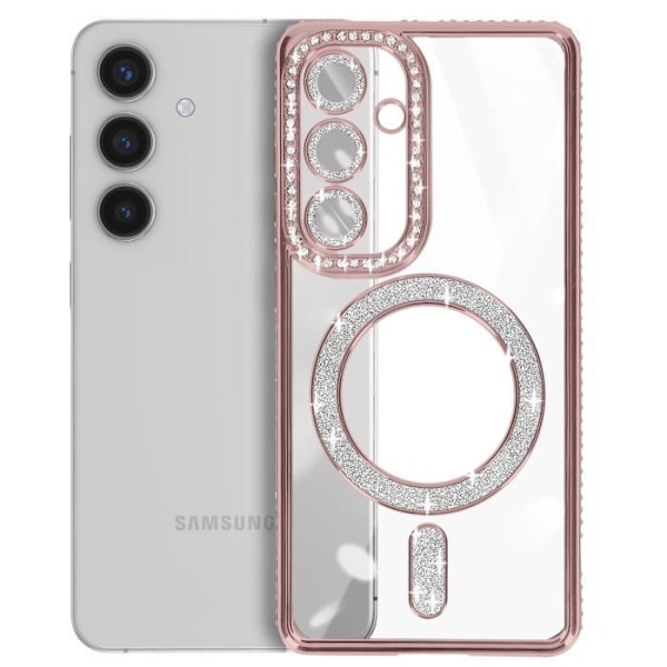 Diamantfodral till Samsung Galaxy S24 Plus MagSafe Contour Rhinestone Pink Champagne Rosa