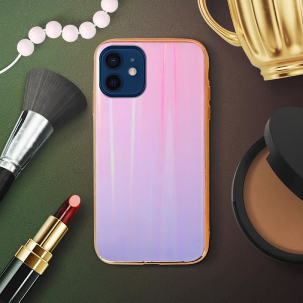 Coque - AVIZAR - iPhone 12 Mini - Holografisk - Styv - Mjuk silikon Ros, Regnbåge
