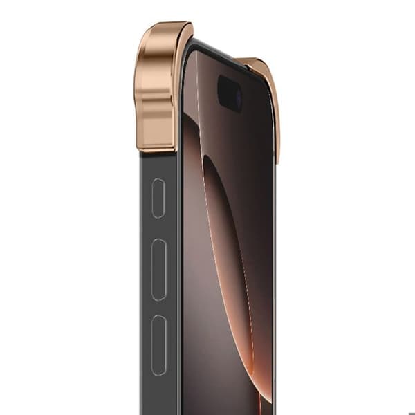 Designskydd för iPhone 16 Pro med förseglad kameralins i guld Gul