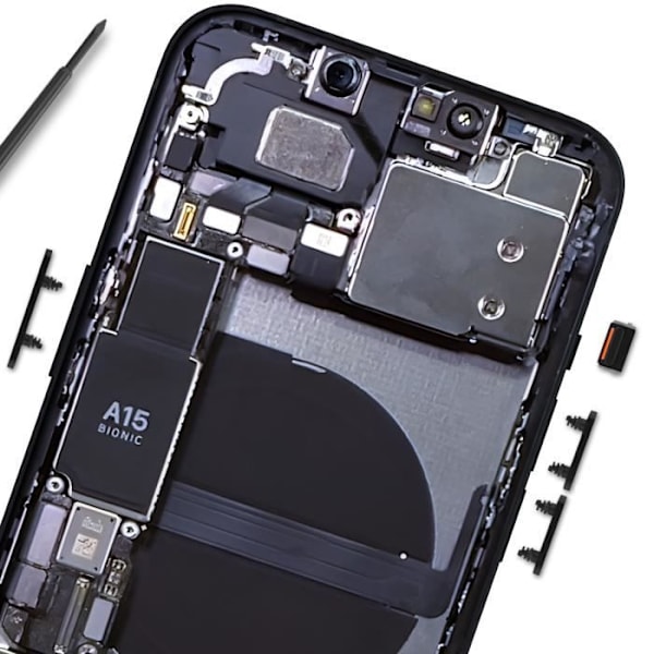 Strøm, lydstyrke og lydløs knap til iPhone 13 og 13 Mini Sort - AVIZAR - Udskiftningsdel af høj kvalitet Svart