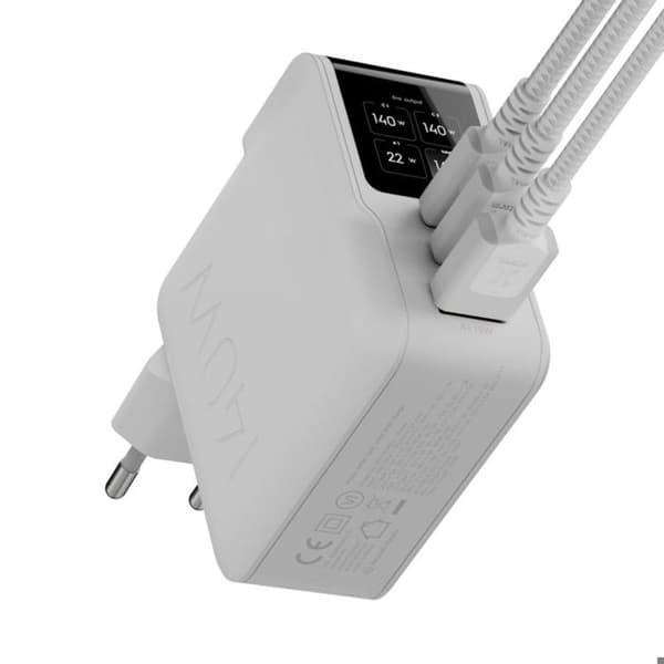 Laddare Sektor GaN 2 USB-C PD 140W / USB-A QC 18W med Digital Skärm Xtorm Vit Vit