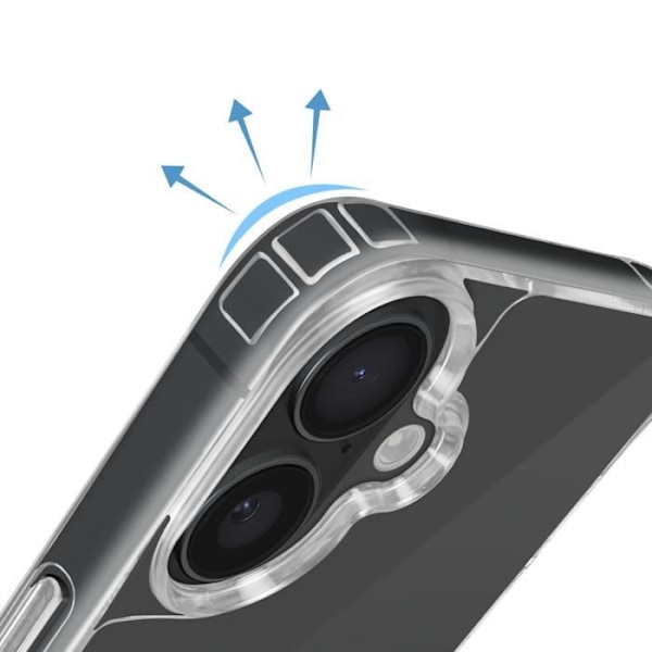 Silicone Stötsäker Fodral för iPhone 16 Plus med Transparent Flätad Snodd Transparent