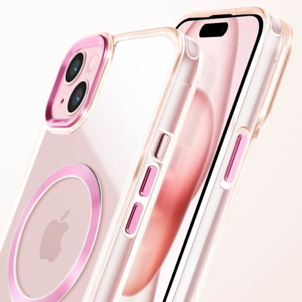 Coque MagSafe för iPhone 15 Bakre Kristall Färg Rosé Champagne Rosa
