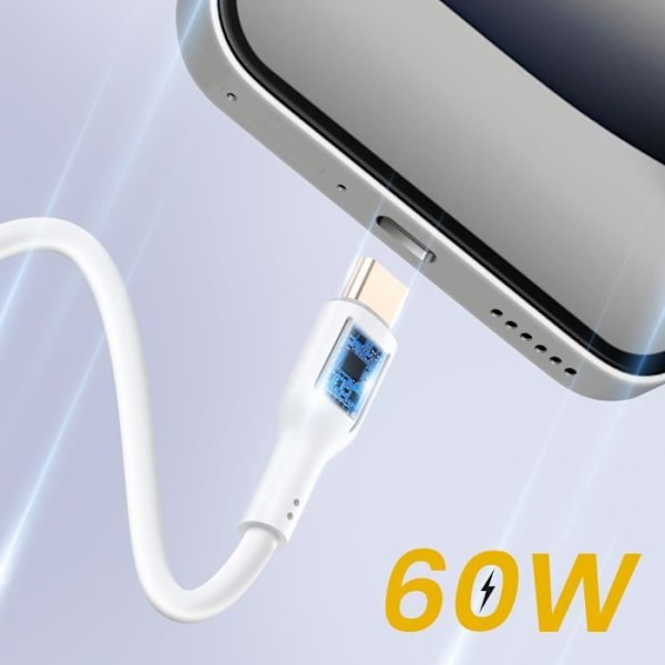 USB C -kaapeli USB C:hen 60W Nopea Lataus Inkax Valkoinen Vit