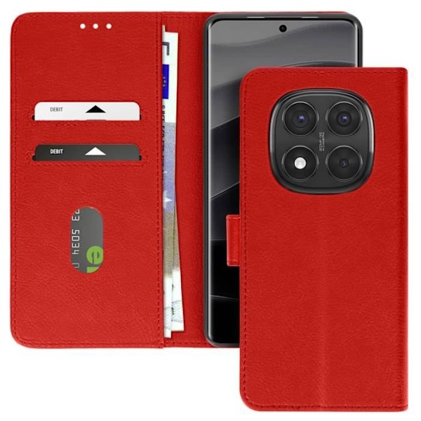 Redmi Note 14 Pro ja 14 Pro Plus Lompakko ja Tukituki Punainen Röd