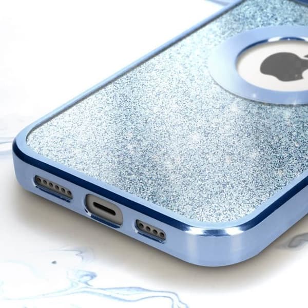 Coque iPhone 13 Pro Max - Protecam Spark - Kimalteleva - Silikoni geeli - Kromattu - Irrotettava Blå