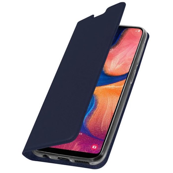 Hynde til Samsung Galaxy A20e - AVIZAR - Folio Etui - Øko-læder - Video Stander - Mørk Blå Midnattsblå