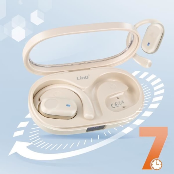 Langattomat kuulokkeet - LINQ - Avoin malli - Bluetooth 5.3 - Hienkestävä - LED-näyttö Vit