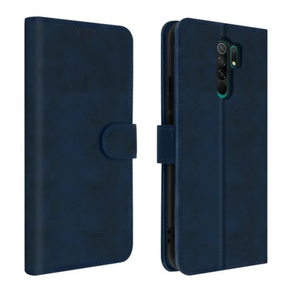 Plånboksfodral - AVIZAR - Xiaomi Redmi 9 - Ekoskinn - Mörkblå - Stöd funktion Midnattsblå