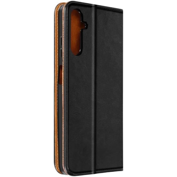 Taske til Samsung A05s ægte læder Flip Wallet Stand Sort