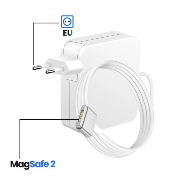 Lader til MacBook Pro Retina 15" A1398 2012–2013 MagSafe 2 - 85W Hvid Vit