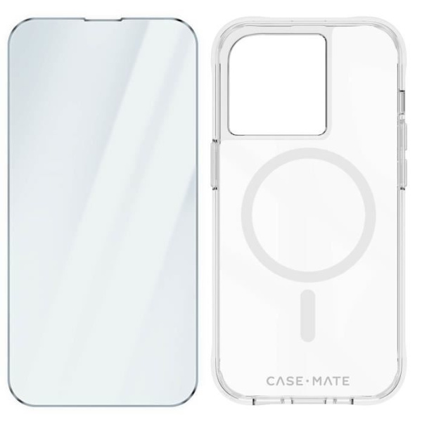 Coque MagSafe - Case Mate - iPhone 15 Pro Max - Läpinäkyvä - 9H karkaistu lasi - 3m suojaus Vit