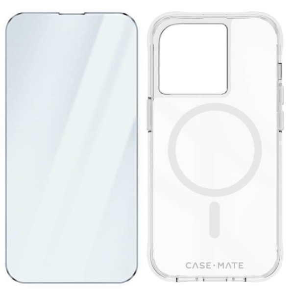 Coque MagSafe - Case Mate - iPhone 15 Pro Max - Transparent - 9H härdat glas - 3m skydd Vit