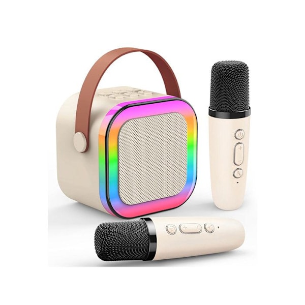Mini langaton karaokelaitteisto kahdella mikrofonilla ja valoefekteillä, malli KidStar beige Beige