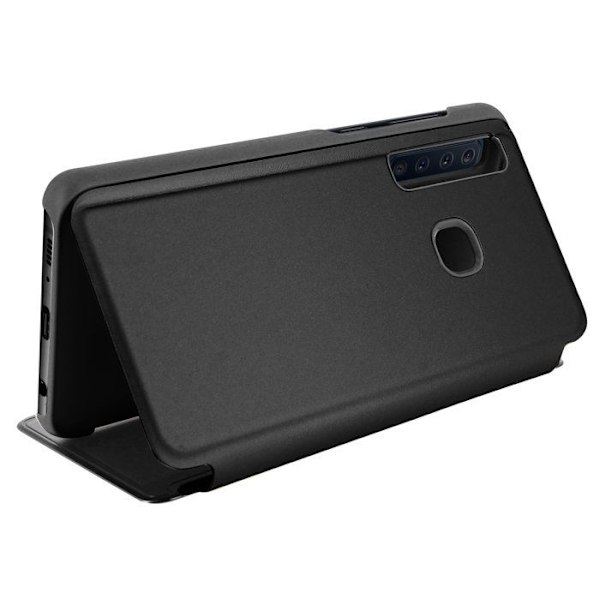 Fodral för Galaxy A9 2018 Folio Spegel Effekt Klar Utsikt Stöd Funktion Svart