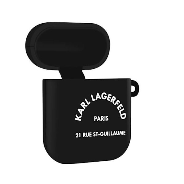 Coque Airpods Silikone Gel Karabiner Design Paris RSG Karl Lagerfeld Sort Svart