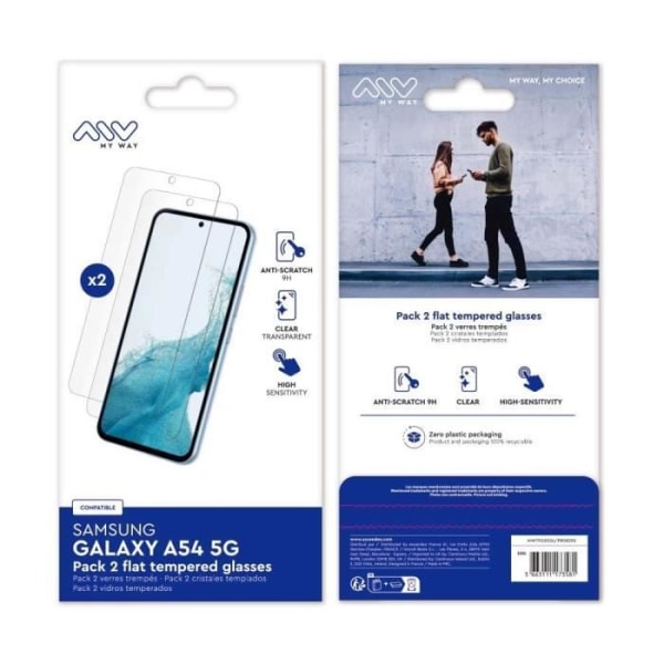 Pack 2 platt härdat glas Samsung Galaxy A54 5G - MYWAY