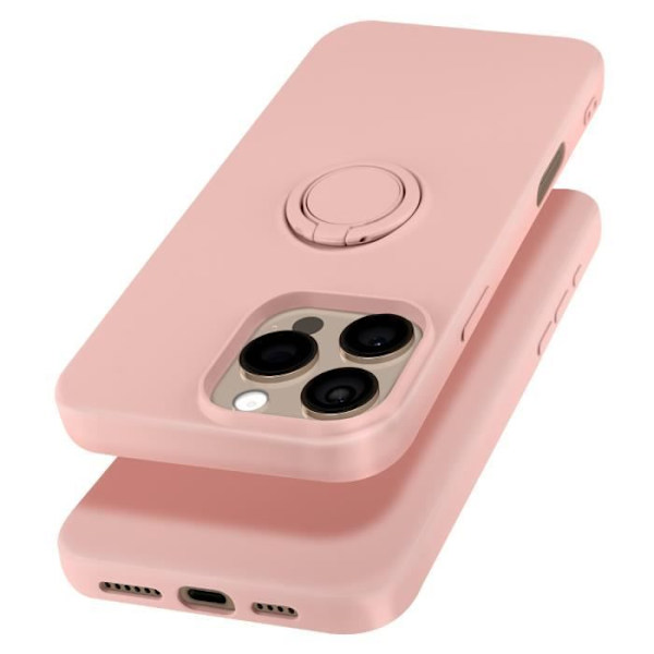 Etui til iPhone 16 Pro Max - AVIZAR - Fleksibel silikone - Ringstøtte - Pink Rosa