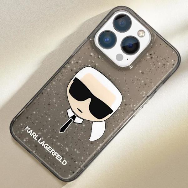 Glitter Cover til iPhone 13 Pro Smoke Finish Karl Lagerfeld Transparent Sort Svart