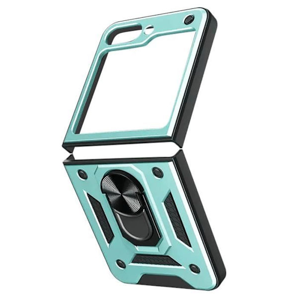 Taske til Samsung Z Flip 5 Hybrid Slim Metal Ring Stander Bleg Grøn Ljusgrön